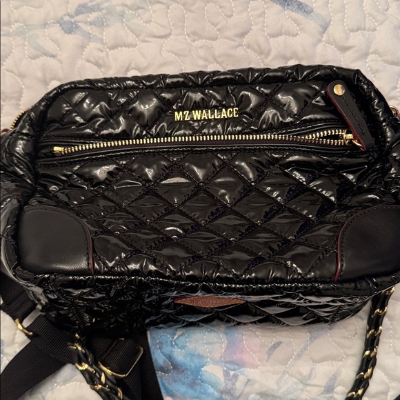 MZ Wallace Glossy Black Quilted Crossbody Bag - Picture 3 of 5